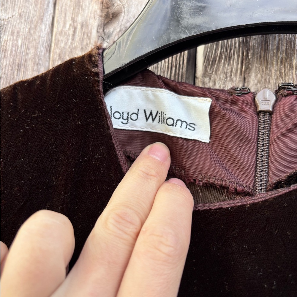 Vtg Brown Velvet Midi Dress - Picture 3 of 8